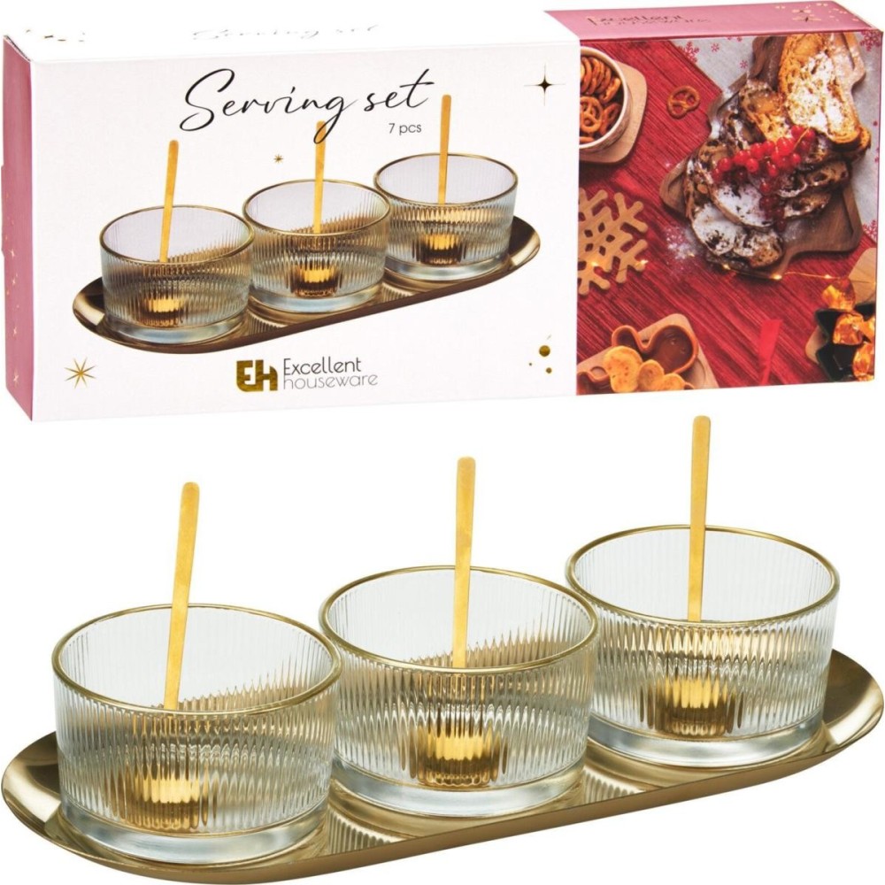 ANTIPASTIERA VETRO 7PZ ORO